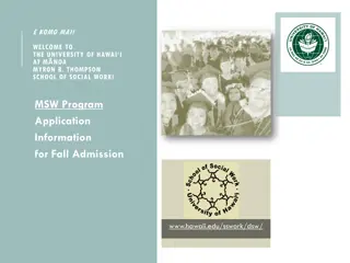 University of Hawaii MSW Program Fall Admission Information