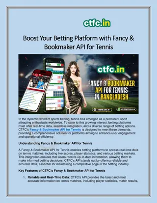 Fancy & Bookmaker API for Tennis