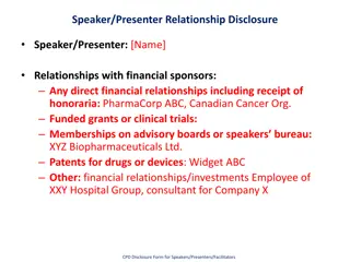 Presenter Financial Relationship Disclosure and Conflict of Interest Overview