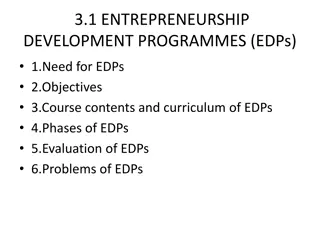 Entrepreneurship Development Programmes (EDPs): Need, Objectives, Curriculum, and Phases