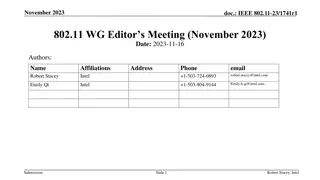 IEEE 802.11-23/1741r1 November 2023 Editors Meeting Highlights