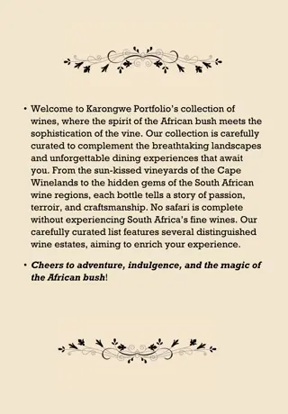 Discover Fine South African Wines at Karongwe Portfolios Collection