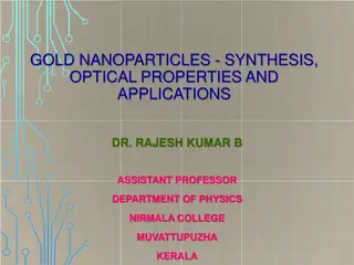 Gold Nanoparticles: Synthesis, Optical Properties, and Applications