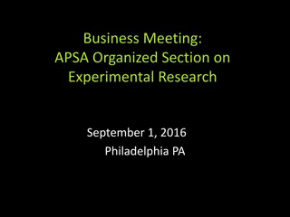 APSA Organized Section on Experimental Research Meeting Highlights