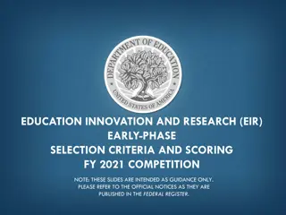 EIR Early-Phase Selection Criteria and Competitive Priorities