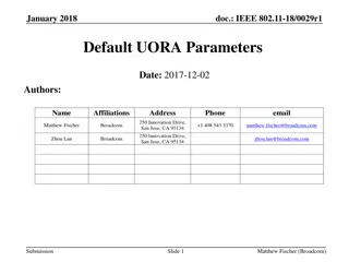 IEEE 802.11-18/0029r1 UORA Parameters for Minimizing Association Latency