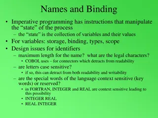 Names and Binding in Imperative Programming