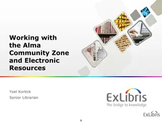 Working with Alma Community Zone & Electronic Resources