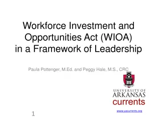 Workforce Investment and Opportunities Act (WIOA) for Employment and Disability Services