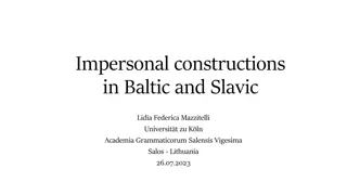 Impersonal Constructions in Baltic and Slavic Languages