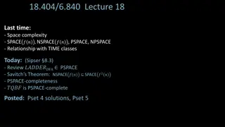 Space Complexity, P vs. NP, and Savitch's Theorem in Computer Science
