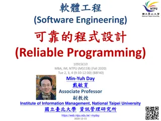 Reliable Programming in Software Engineering - Course Overview and Schedule