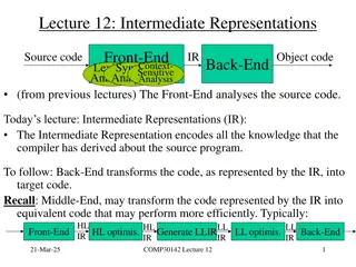 Intermediate Representations and Abstract Syntax Trees