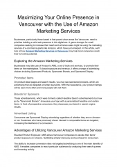 Maximizing Your Online Presence in Vancouver with the Use of Amazon Marketing Services - Google Docs