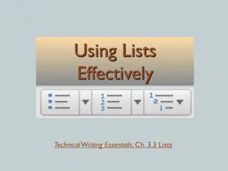 Effective Use of Lists in Technical Writing Essentials