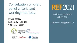 Consultation on Draft Panel Criteria and Working Methods for REF 2021