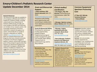 Pediatric Research Center Update and Grant Support December 2014