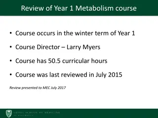 Review of Year 1 Metabolism Course and Action Plan