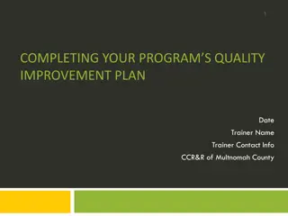 Quality Improvement Plan for Early Childhood Programs in Multnomah County