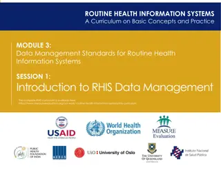 RHIS Data Management Overview and Best Practices