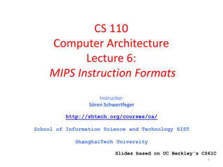 MIPS Instruction Formats and Levels of Representation