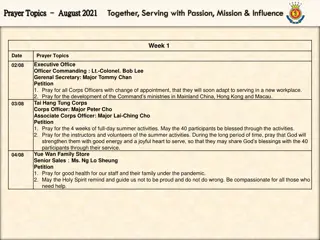 United in Prayer for God's Work: August 2021 Weekly Prayer Topics