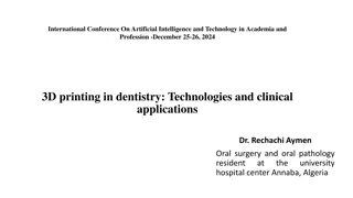 Innovations in 3D Printing for Dentistry: Technologies and Applications