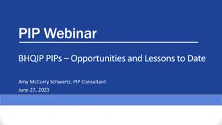 BHQIP PIPs: Opportunities and Lessons Shared