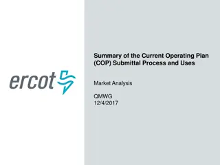 Operating Plan COP Submittal Process and Market Analysis Overview