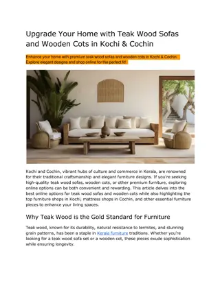 Upgrade Your Home with Teak Wood Sofas and Wooden Cots in Kochi & Cochin