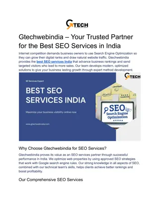Gtechwebindia – Your Trusted Partner for the Best SEO Services in India