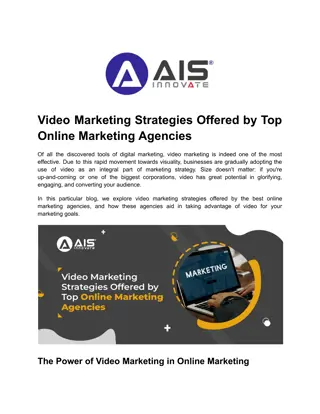 Video Marketing Strategies Offered by Top Online Marketing Agencies