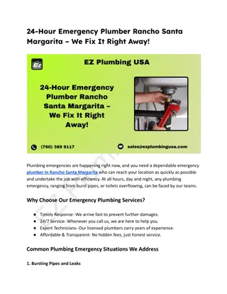 24-Hour Emergency Plumber Rancho Santa Margarita – We Fix It Right Away!