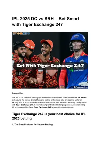 IPL 2025 DC vs SRH – Bet Smart with Tiger Exchange 247