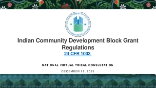 Indian Community Development Block Grant Program Overview