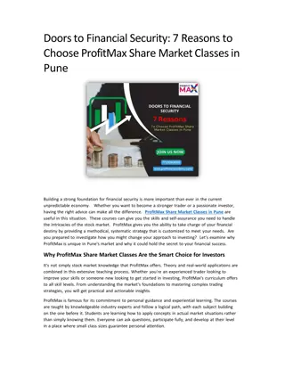 Doors to Financial Security 7 Reasons to Choose ProfitMax Share Market Classes in Pune
