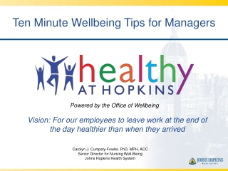 Ten Minute Wellbeing Tips for Managers