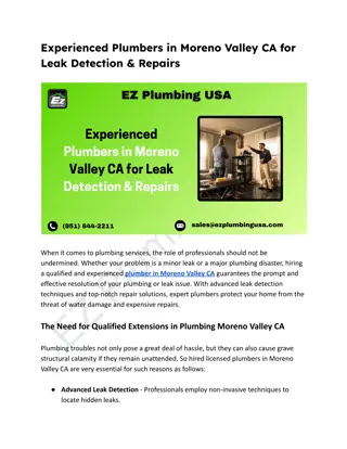 Experienced Plumbers in Moreno Valley CA for Leak Detection & Repairs