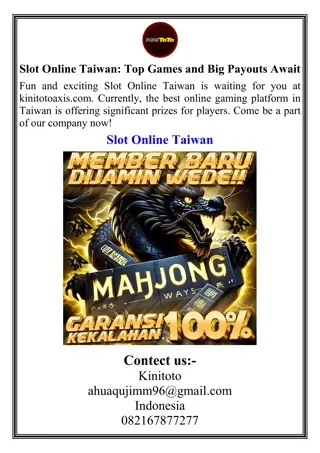 Slot Online Taiwan: Top Games and Big Payouts Await