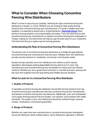 What to Consider When Choosing Concertina Fencing Wire Distributors