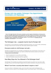 Europe visit visa update Schengen Visa Appointments Unavailable Until September