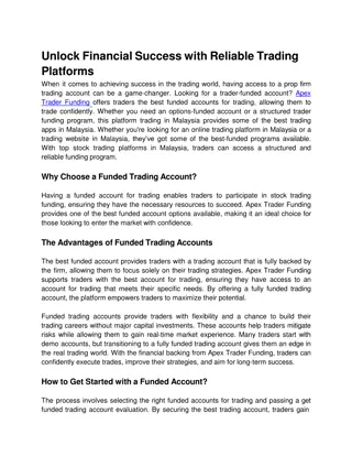 Unlock Financial Success with Reliable Trading Platforms