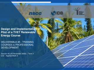 Design and Implementation of TVET Renewable Energy Course Overview