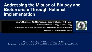Addressing the Misuse of Biology and Bioterrorism Through National Implementation