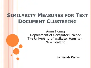 Text Document Clustering: Similarity Measures and Document Representation