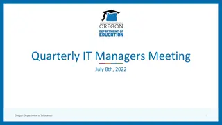 Oregon Department of Education IT Managers Meeting Highlights