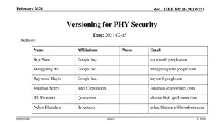 IEEE 802.11-20/1972r1 Versioning for PHY Security
