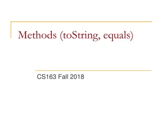 Key Java Methods toString and equals