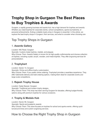 Trophy Shop in Gurgaon The Best Places to Buy Trophies & Awards