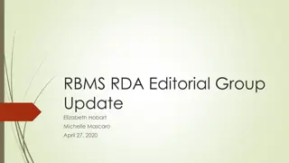 RDA Editorial Group Update: Resuming Work and Evolution of Cataloging Standards